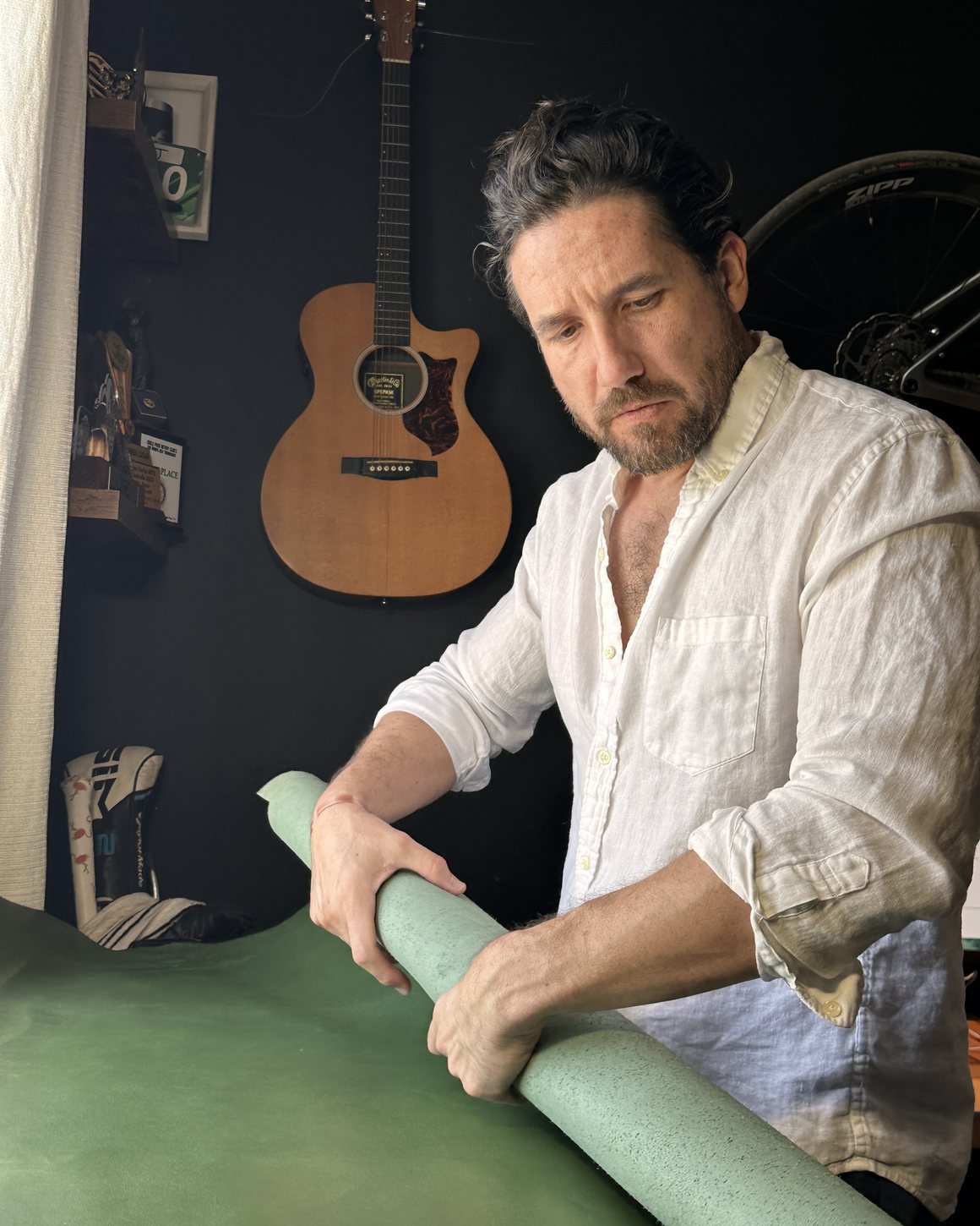 Choosing a single full-grain hide by hand