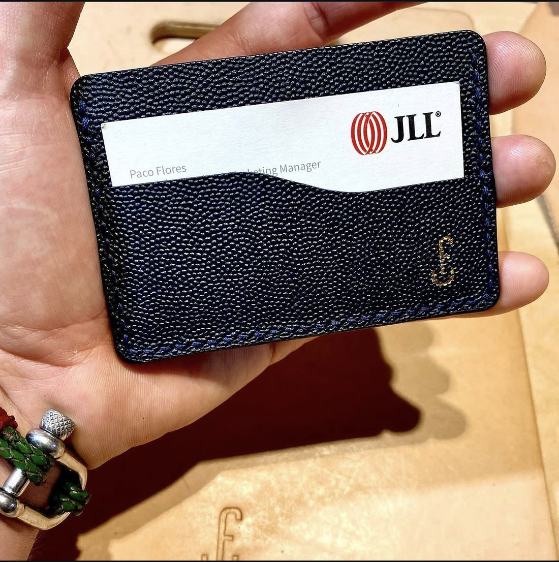 Kuko card wallet in blue caviar